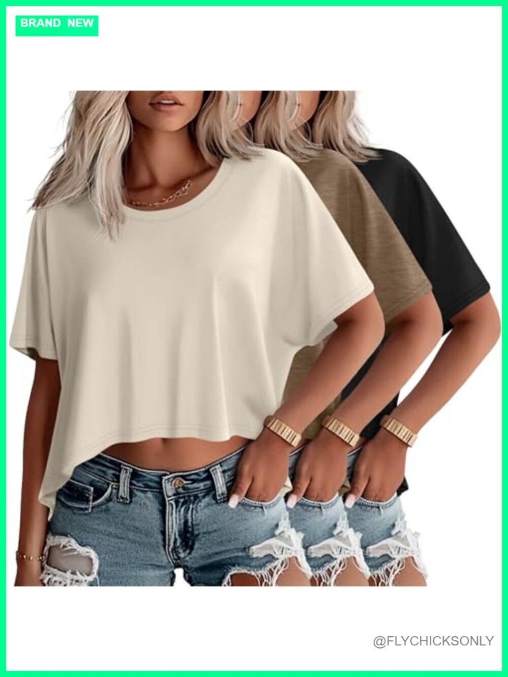 Oversized Cropped T Shirts Crew Neck Half Sleeve Loose Fit Casual